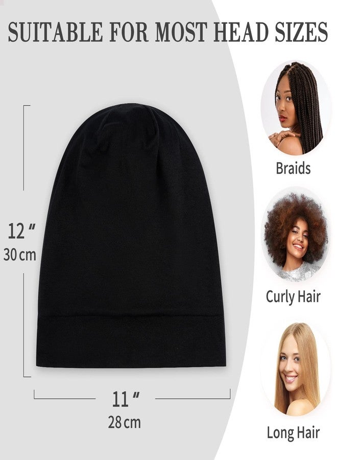 LULUSILK Mulberry Silk Bonnet for Sleeping Women, Real Silk Sleep Cap for Curly Hair and Braids, Pure Silk Head Wrap with Scrunchies, Black - Image 5